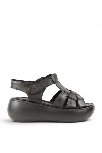 FORMAZIONE Sandale casual, femei, FORMAZIONE, FF03 negre, piele, platformă 38