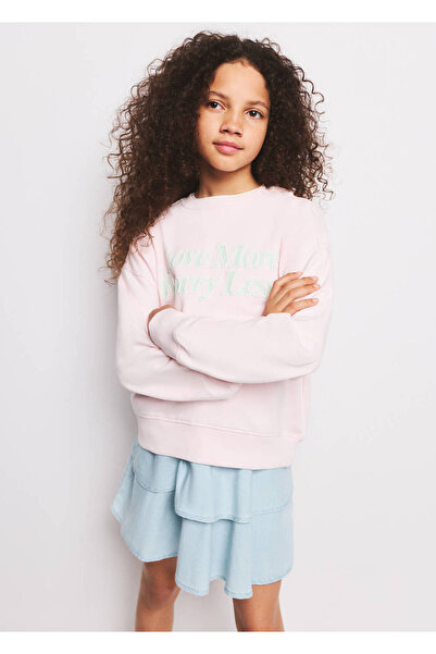 MANGO Kids Yazılı pamuklu sweatshirt