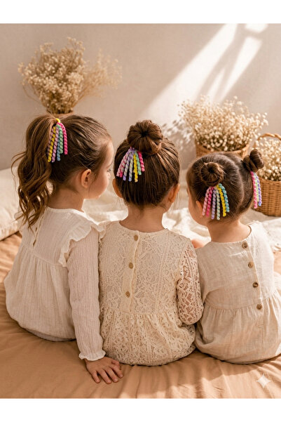 LittleBabyy Little Queen Babyy Renkli Kurdele Püsküllü Kız Çocuk Saç Lastiği ...