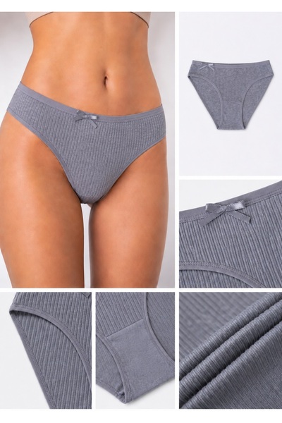 farfan Women's Ribbed Bikini Panties 4-Pack Thin Waist Striped Soft Stretchy ...