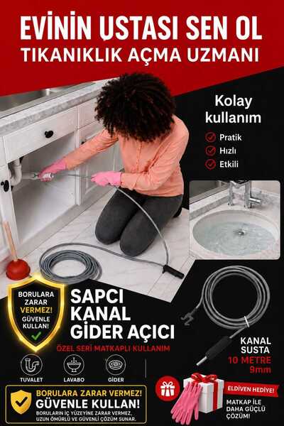 Sapcı Premium 10 metre 9mm Matkaplı Kullanım Özel Seri Kanal Susta