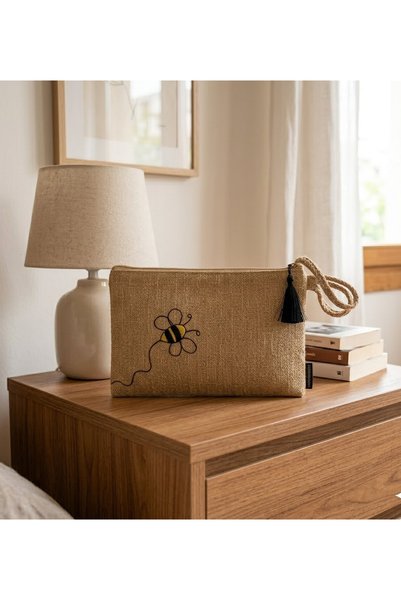 Ju Yaratıcı Tasarım Wicker Women's Portfolio & Clutch Bag Bee