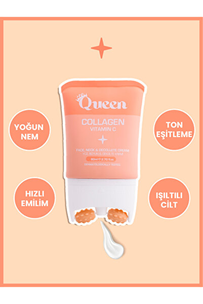 ICEQUEEN Kolajen + C Vitamini Yüz, Boyun & Dekolte Kremi 80 ml