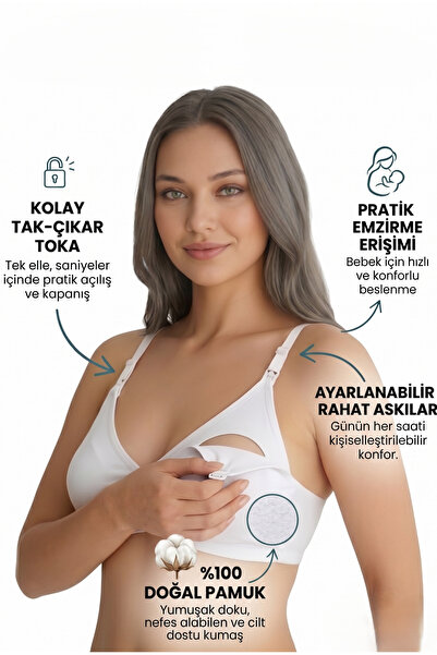 ST iç giyim Sutien alb pentru alăptare, 100% bumbac, pentru femei