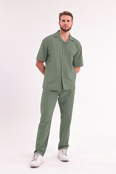 Freemen Men's Short Sleeve Shirt Pants - Breathable Fabric Summer Linen Blend...