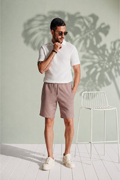BRACCAS Men's Side Pockets, Elastic Waist, Linen Textured Relaxed Fit Jogger ...
