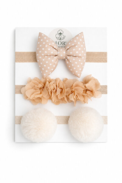 3-Piece Baby Bandana Set Bowtie- Pompom- Flower