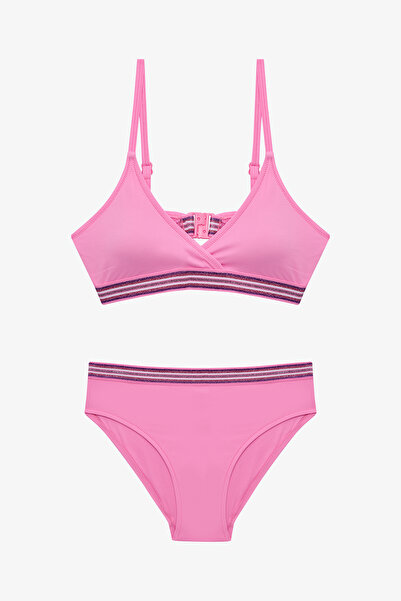 Penti Set de bikini triunghiular pentru fetiță roz deschis Shay cu bandă subțire