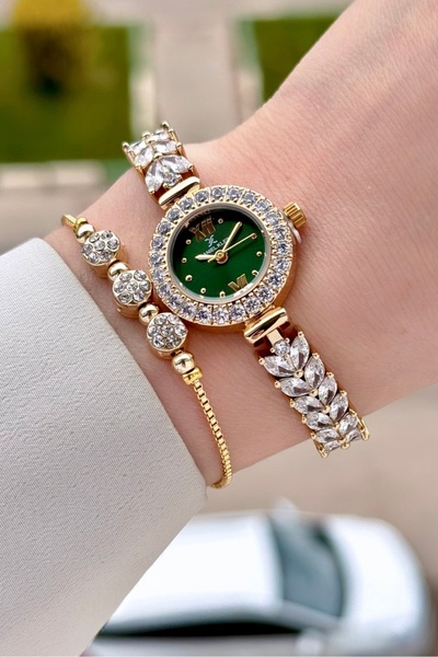 Daniel Klein Kadranı Yeşil Kordonu Gold Renk 22,5 Mm Gelinlik Model Kadın Kol...