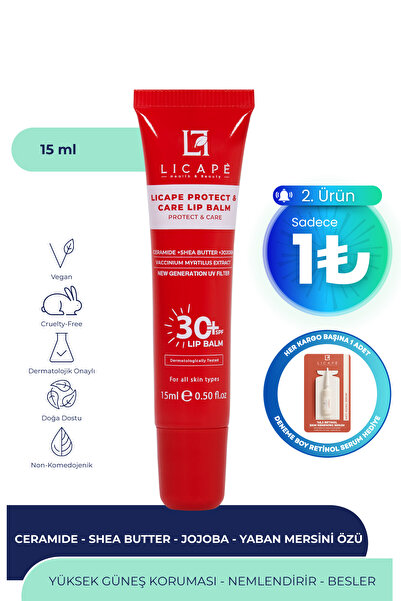 Licape SPF 30 Koruyucu ve Nemlendirici Dudak Balmı | Renksiz