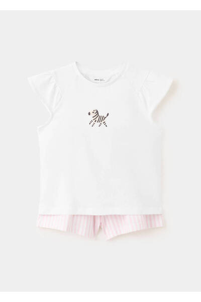 MANGO Baby Zebra işlemeli kısa pijama