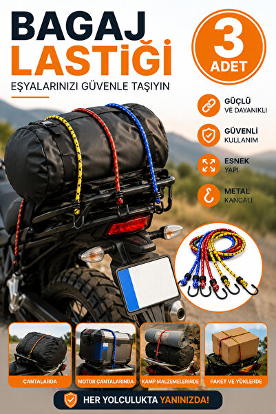 TUMKE Araç Bagaj Gergi Lastiği Kancalı Bagaj Düzenleyici Esnek Kalın Motosiklet & Bisiklet Kancalı Bagaj Gergi Lastiği