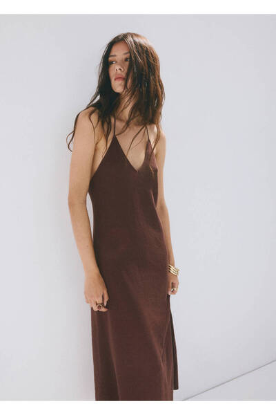MANGO Woman Beaded V-neck dress