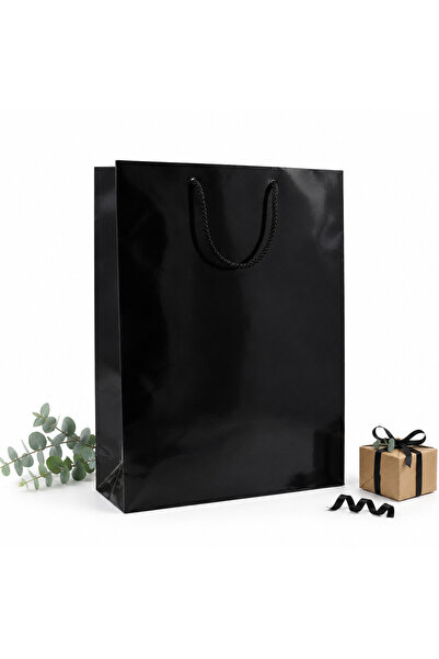 repro design Siyah Premium Karton Çanta 35 X 45 X 9 Cm 2 Adet Hediye Poşeti