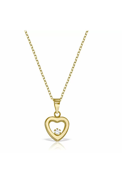 MOSV Girls' necklace with heart pendant, 14 KT gold