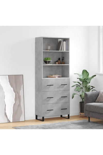 Concept Dulap înalt, gri beton, 69,5x34x180, lemn compozit
