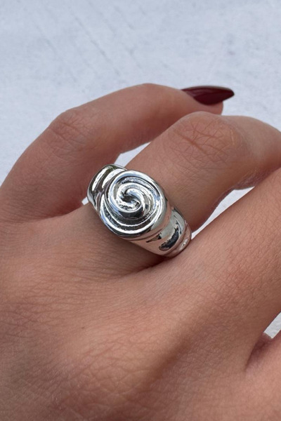 Leo'Stone Vintage Series Rose Motif Spiral Form Adjustable Women's Steel Ring