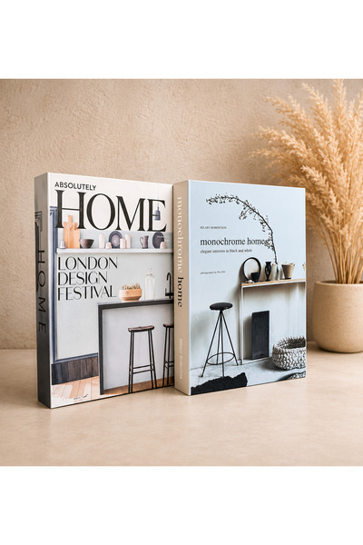 Home مجموعة من 2 صندوق كتب مزخرف - صندوق تخزين مخفي - مجموعة صناديق ديكور منز...