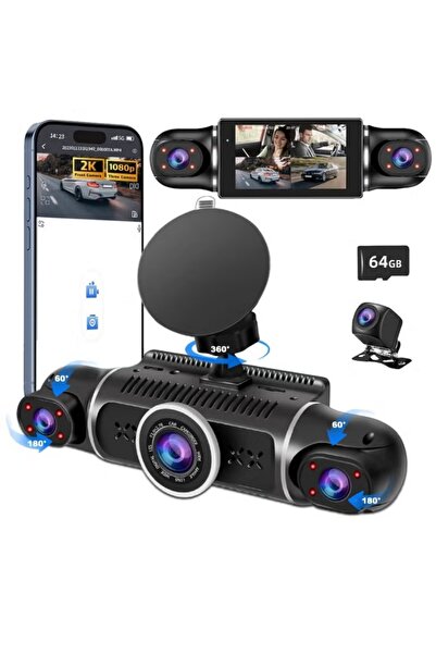 COOLHAWK كاميرا لوحة القيادة رباعية القنوات - 2K+1080P*3، مزودة بمستشعر G مدم...