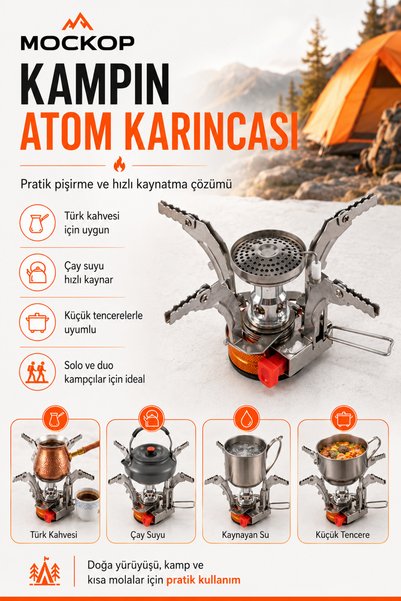MOCKOP Blaze Taşınabilir Kamp Ocağı, Katlanabilir Örümcek Ocak, Kompakt Mini Ocak, Çay Kahve Cezve ve Küçük Tencere Uyumlu