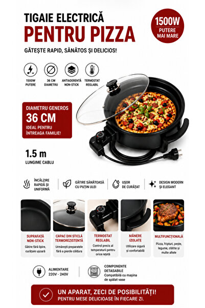 tns Oala electrică rotundă pentru gătit pentru pizza grill sarmael orez