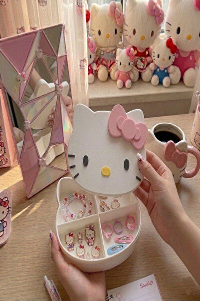Küp Atölye Hello Kitty Kapaklı Çok Amaçlı Organizer Saklama Takı Kutusu