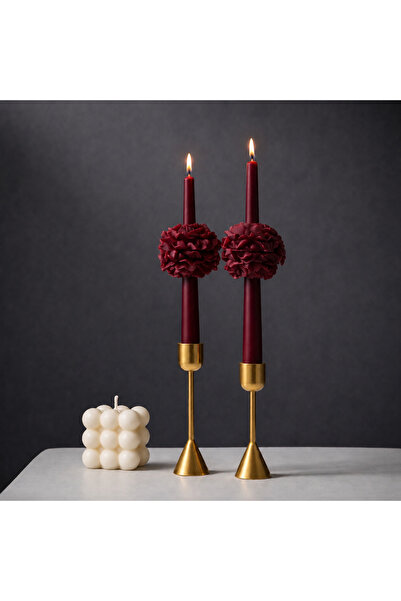 Candle Vanilya Kokulu Şamdan Mum 2 Adet Şakayıklı Şamdan Mumu (Şamdanlar Hari...
