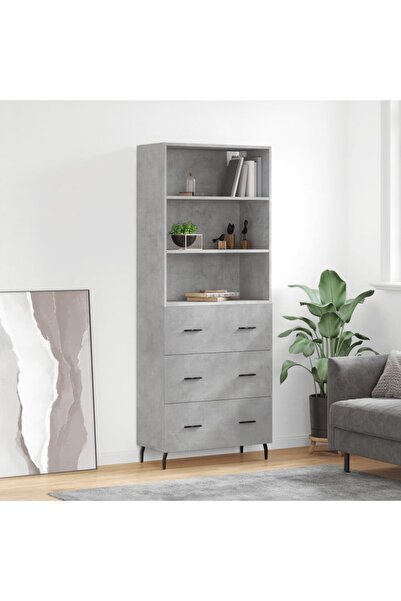Concept Dulap înalt, gri beton, 69,5x34x180, lemn compozit