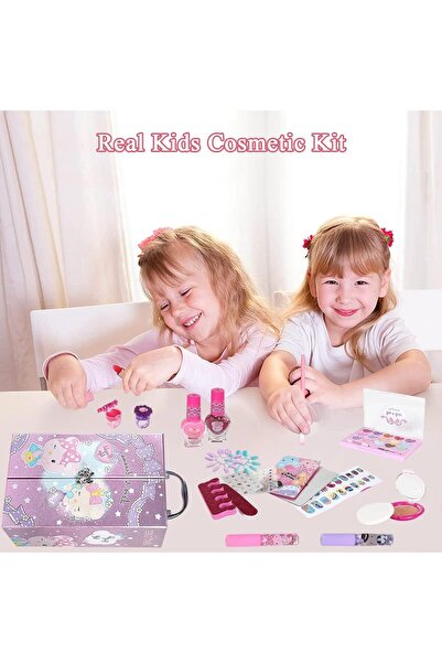 Arabest Washable Makeup Kit for Girls, Cosmetic Play Set Pretend Toy