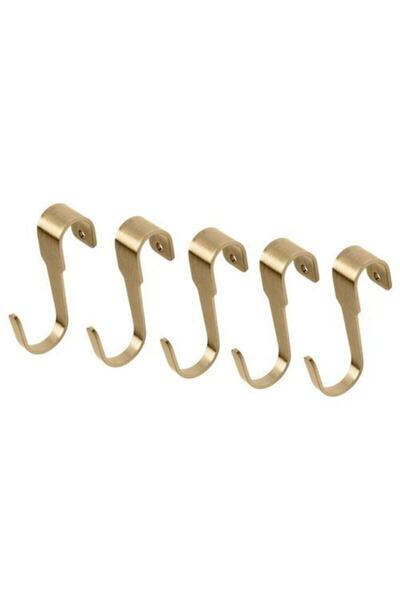 IKEA 5 Piece Hook Gold Color 7 cm Steel Hook 5 Piece Kitchen Shelf Hook-Decor...