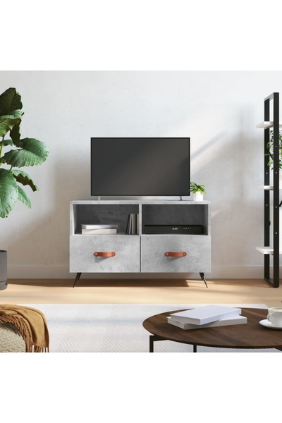 Concept Comodă TV, gri beton, 80x36x50 cm, lemn compozit