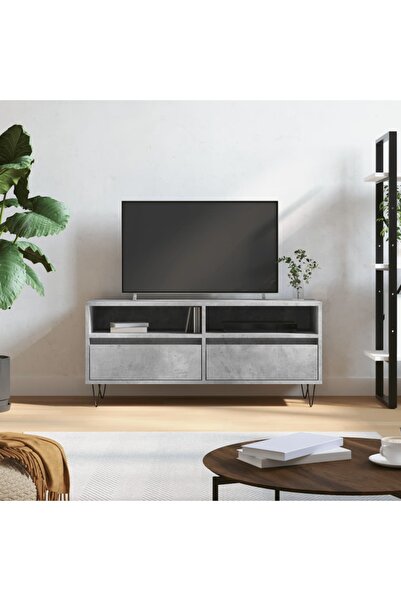 Concept Comodă TV, gri beton, 100x34,5x44,5 cm, lemn prelucrat