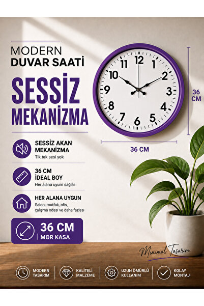 KOLAYEV Modern Wall Clock 30 cm Silent Mechanism Decorative Minimal Design