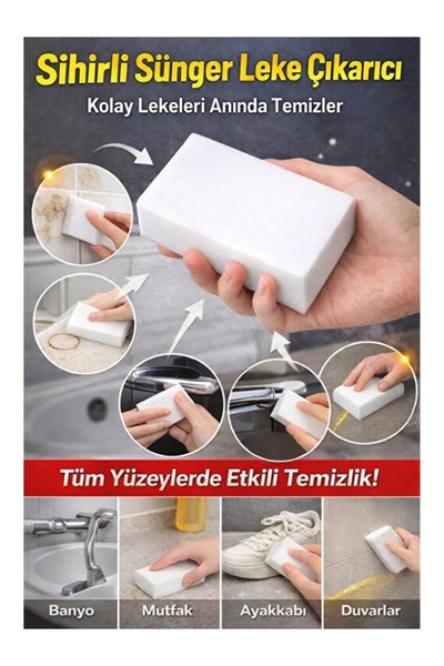mucit home 3 Adet Melamin Sünger, Çizik Giderici Sünger, Duvar Temizleme Süng...