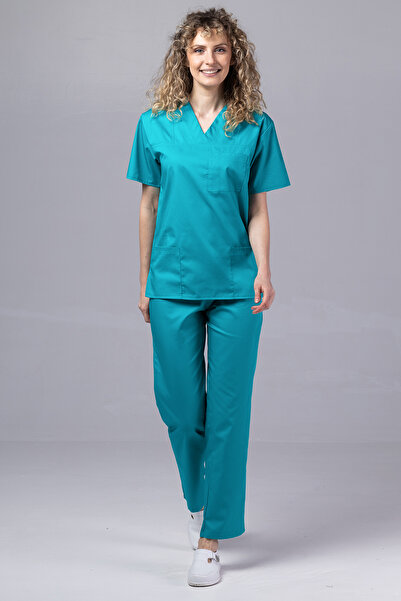 OEM Costum medical pentru femei DER KLASSIK, Bluză și pantaloni, Turcoaz