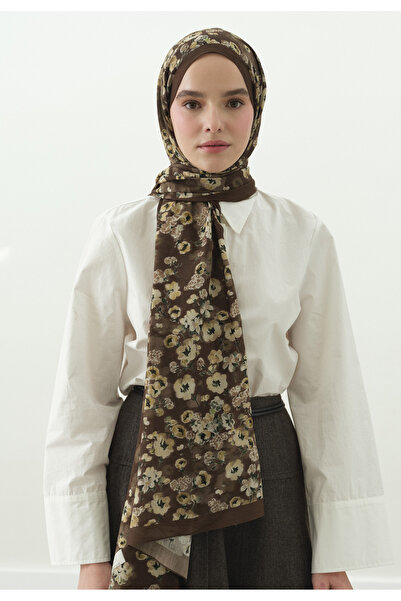 Freshscarfs Secret Pearl Desenli Pamuk Viskon Şal Çikolata