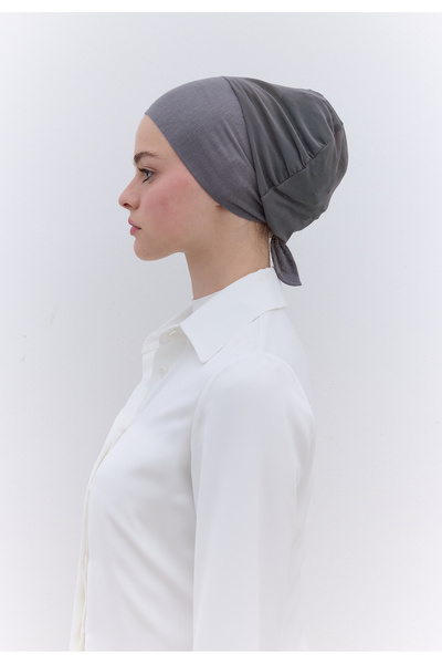 Freshscarfs Koyu Gri Fileli Dikişsiz Düz Bone