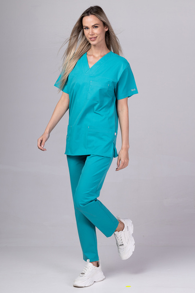 OEM Costum medical FLEXI COTTON STRETCH pentru femei, turcoaz