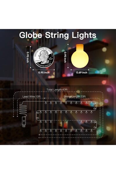 Arabest Solar LED Bubble Ball String Lights 10m, Warm White Water Drops Outdo...