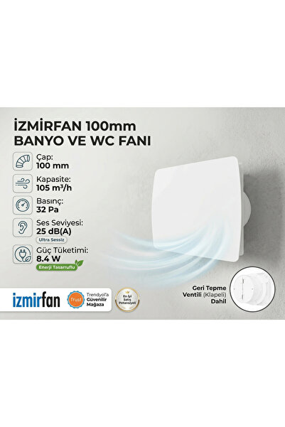 Venteurope Joy 100 BD 105M/H Banyo ve Tuvalet Aspiratörü – Klapeli Fan