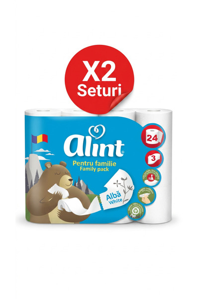 ALINT Set 2X Family Pack 24 Role Hartie Igienica Premium 3 Straturi Atingere ...