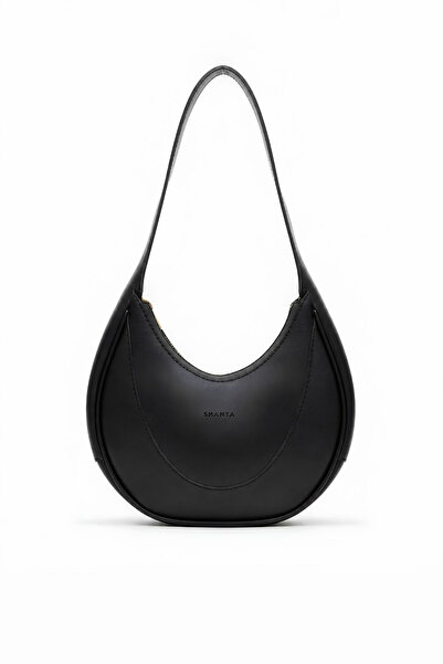 Shanta Black D58 Elegant Oval Design Zippered Large Internal Volume Modern Wo...