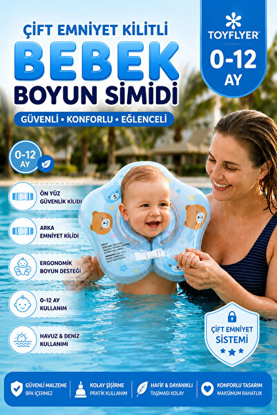 BigsToy Bebek Boyun Simidi 0-12 Ay - Güvenli Bebek Yüzme Boyunluğu - Şişme Be...
