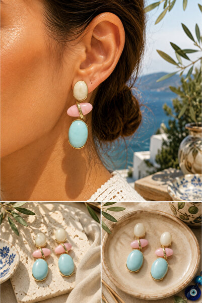 ADELYA CONCEPT Bohemian Aura Natural Stone Earrings