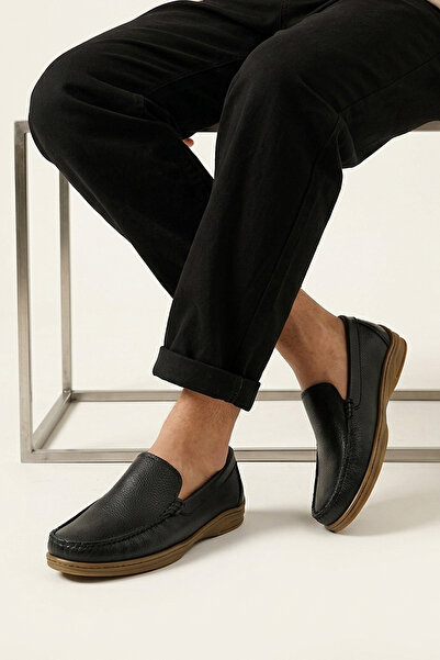 Ziya , Men's Genuine Leather Casual Shoes 1611064Z213 Black