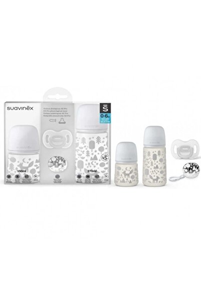Suavinex Set Cadou biberon 150 ml + biberon 270 ml + suzetă + lănțișor suzetă...