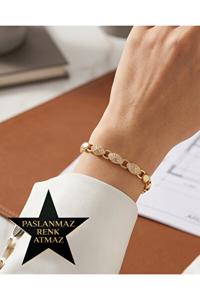 XUPING JEWELRY Xuping 14K Altın Renginde Zirkon Taşlı Kadın Bileklik 17+2 cm