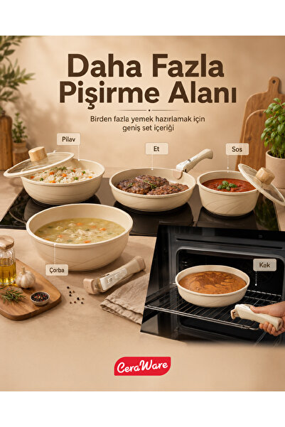 Ceraware Hona Made in Korea Ceramic Pot and Pan Set 14 Pieces Nesting Kitchen...