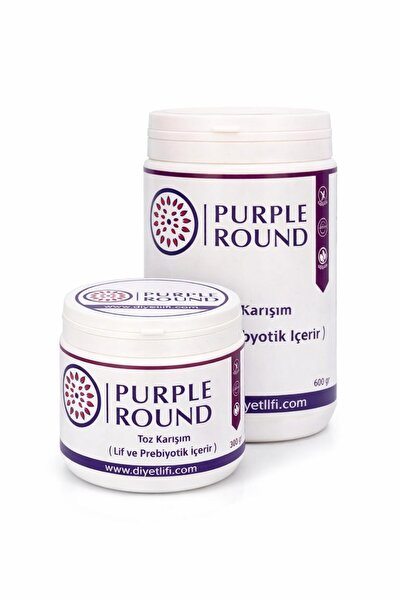 Purple Round Diyet Lifi Toz Karışım Lif Ve Prebiyotik (300g + 600g) 2'li Set
