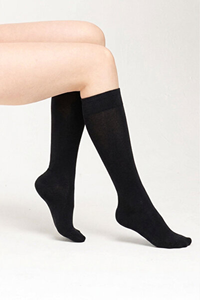 OBJE Women's Black Plush Knee Socks